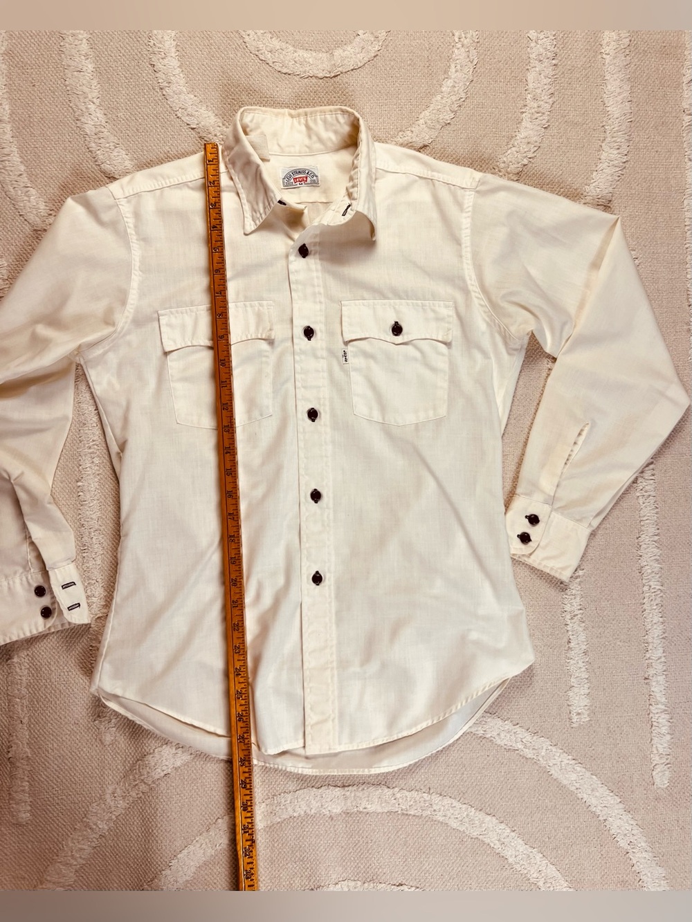 Vintage 70s Levi’s Saddleman Western Work Shirt – White Tab - Ivory Chambray – M - Picture 10 of 12